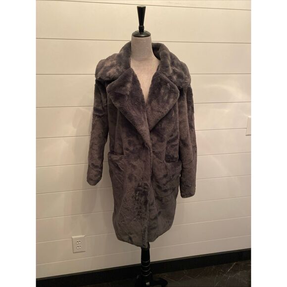Mark Edwards Studio Faux Fur Coat / Jacket – Gray, Size Women's Medium, NWT - Picture 1 of 13